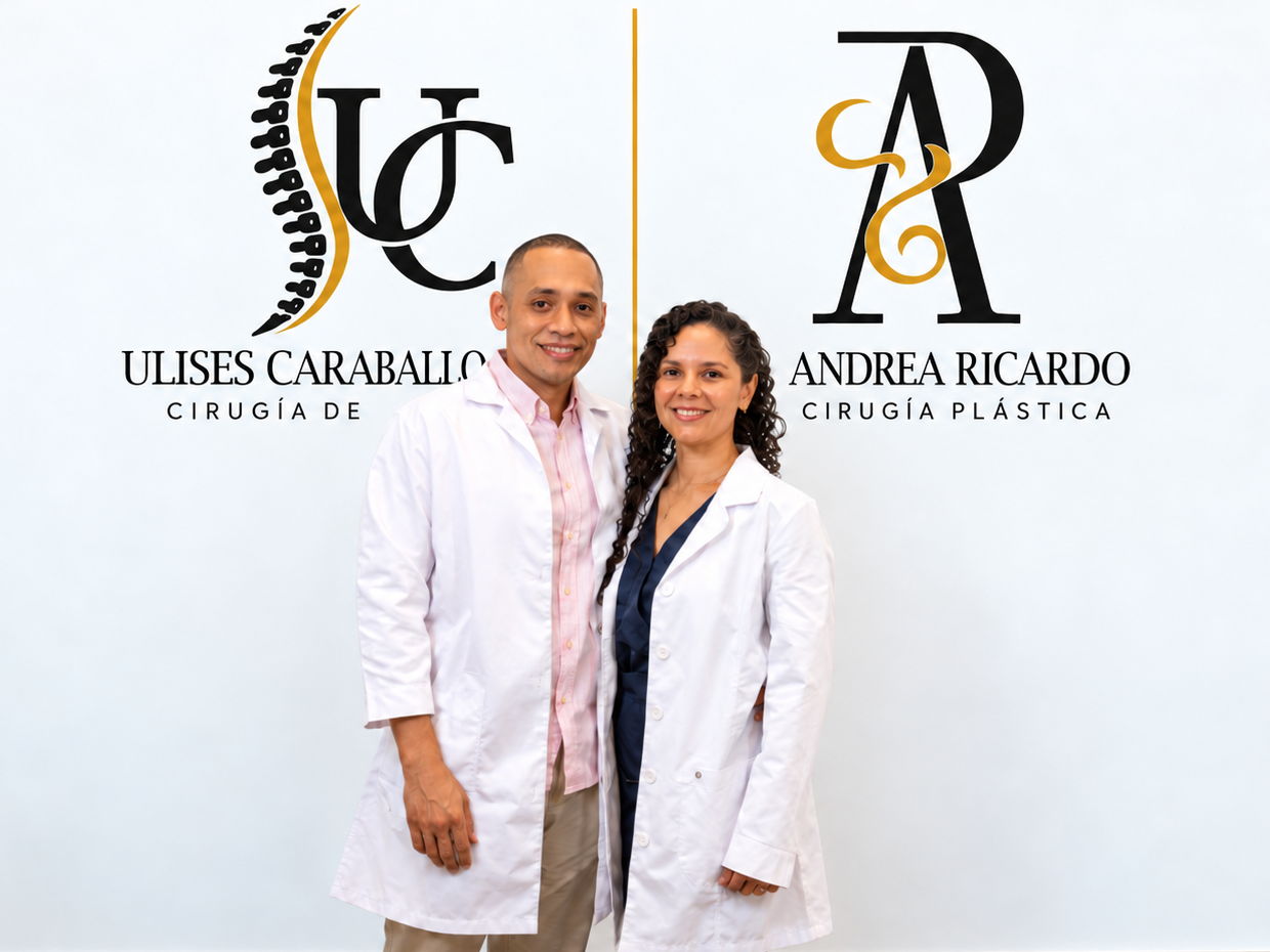 Dr. Ulises Caraballo Correa y Dra. Andrea Ricardo en su centro médico